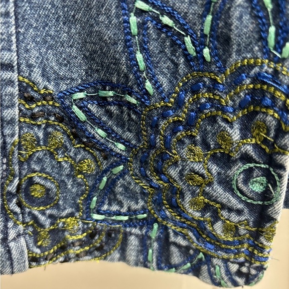 xSOLD Choices Petite Floral Embroidered Denim Jean Jacket, NWT, Petite Small - Picture 9 of 14